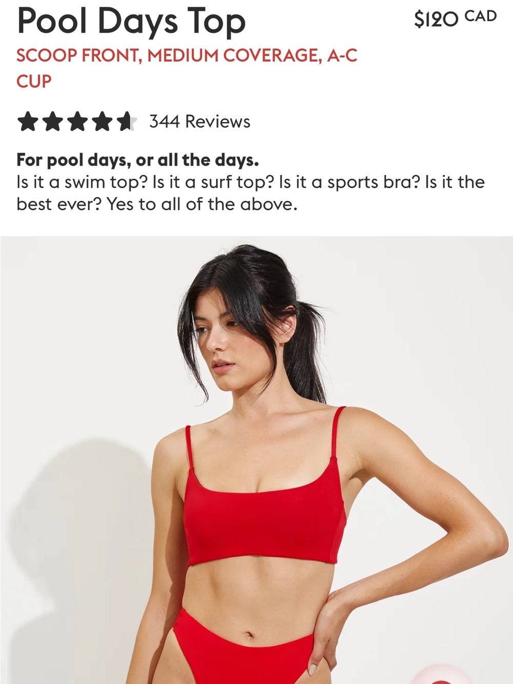 Left On Friday Red Scoop Swim Top